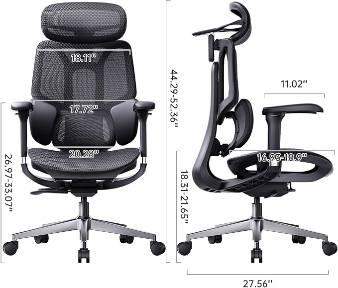 Hbada E3 Air 2026 Ergonomic Office Chair, 3-Zone Lumbar Support, Comfy Home Office Chair with Auto Recline, 4D Headrest & Armrests, 140° Tilt for Work & Relax, Black