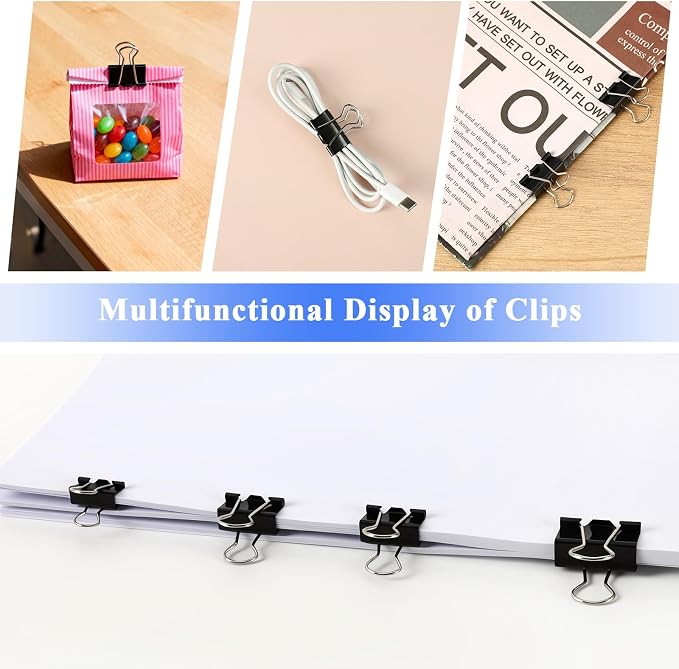 SANNIX 500Pcs Paper Clips and Binder Clips Assorted Sizes, Paper Clips | Black Binder Clips with Large Medium Small Size in Container, for Office Home School Supplies, Document Organizing