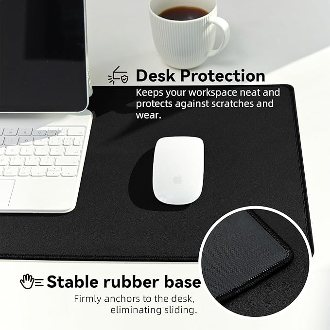 Waterproof Large Gaming Mouse Pad with Durable Stitched Edges, Non-Slip Rubber Base, Big Computer Keyboard Mouse Mat Desk Pad for Home Office Gaming Work, 31.5"x11.8"x0.16", Black