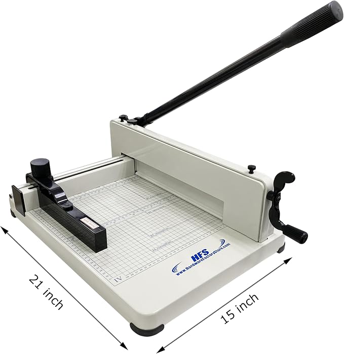 HFS(R) Heavy Duty Guillotine Paper Cutter 400 Sheet Capacity | Solid Steel Construction (A4-12'' Paper Cutter)