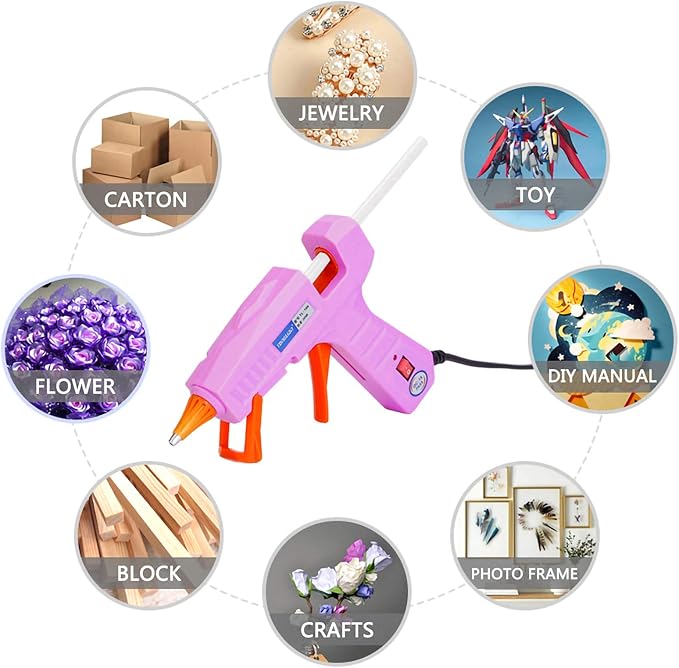 Hot Glue Gun Kit with 30pcs Glue Sticks, Mini Hot Melt Glue Gun with Carrying Case for Crafts, School DIY Arts, and Home Repair (30Watts, Pink)