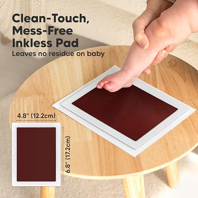 1-Pack Inkless Baby Hand and Footprint Kit - Mess Free Ink Pad for Newborn Keepsake, Dog Nose & Paw Print Kit, Clean Touch Ink Pad for Baby Hand & Footprints, Ideal New Mom Gifts (Auburn, Jumbo)