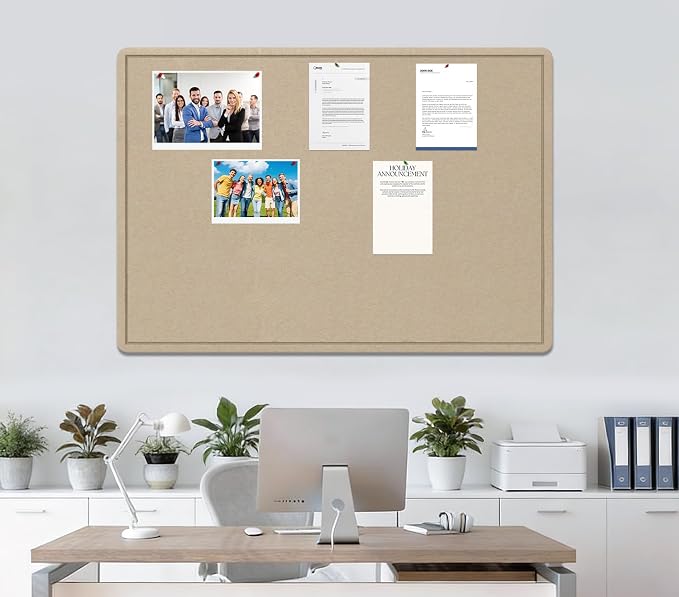 Large Bulletin Board 60" x 36" Felt Cork Board,Decor Pin Board, Beige Brown | Cork Board Alternative for Wall, Foldable Self-Adhesive Vision Board Prayer Board with Pushpins for Home Office Classroom