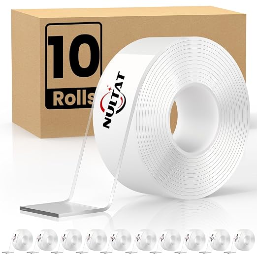 NULTAT 100 Feet Double Sided Tape Heavy Duty, Nano Reusable, Removable, Washable Double Stick Tape for Wall, Clear Multipurpose Two Sided Adhesive Tape 1.18" x 120" (100 Feet)