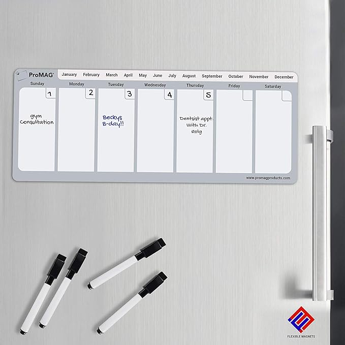 Flexible Magnets Fine tip Dry Erase Black Markers with Magnetic Cap and Eraser, Perfect for Dry Erase Boards and Whiteboards Pack of 5