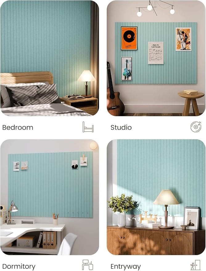 Fluxynara 48" x 36" Large Felt Bulletin Board, Aqua Blue | 12 Pack Cork Board Alternative with 60 Safe Adhesive Tabs, Pin Boards for Wall Decor, Home, Office, Classroom,Dorm