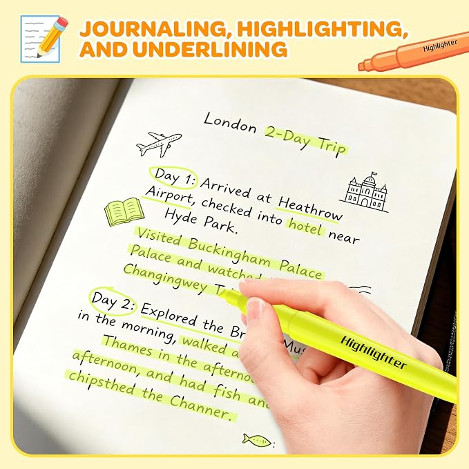 48 Pack Yellow Highlighters - Bulk Set with Chisel Tip, Quick Dry Ink and No Bleed Through, For Studying, Note-Taking, Back to School, Office, Students & Teachers Supplies