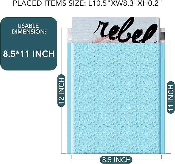 Metronic Bubble Mailers 8.5 x 12 Inch 25 Pack Light Blue Usable Size 8.5 x 11 Inches Bubble Mailer Self-Seal Padded Envelopes for Shipping, Mailing, Packaging for Business, Bulk #2