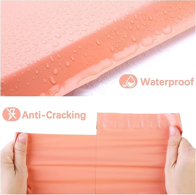 Metronic Poly Mailers 14.5x19 1000 Pcs, Medium Size Shipping Bags for Clothes, Large Poly Mailer Bags Bulk, Shipping Envelopes, Mailing Bags for Small Business, Strong Adhensive Poly Bags, Peach Pink
