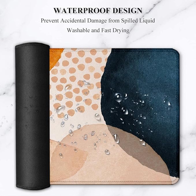 Large Mouse Pad with Wrist Rest, 4-in-1 Wrist Rest for Keyboard and Mouse | Non-Slip Waterproof Desk Mat Set, 35.4"x15.7" Desk Mat+Keyboard Wrist Rest+Mouse Wrist Support+Cup Coaster for Home Office