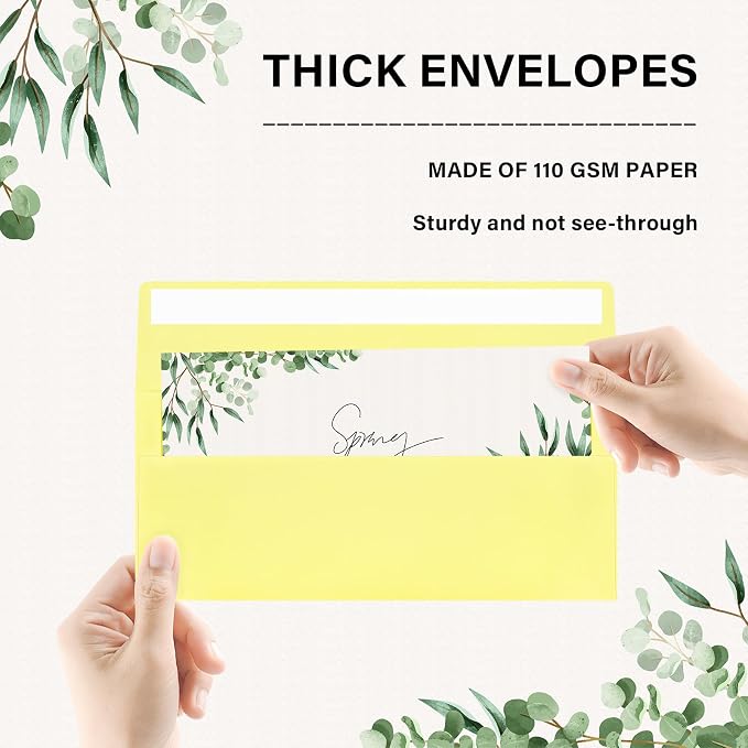 100 Pack #10 Yellow Envelopes Letter Size Self Seal Business Envelopes | Security Mailing Envelopes, 4 1/8 x 9 1/2 Inches