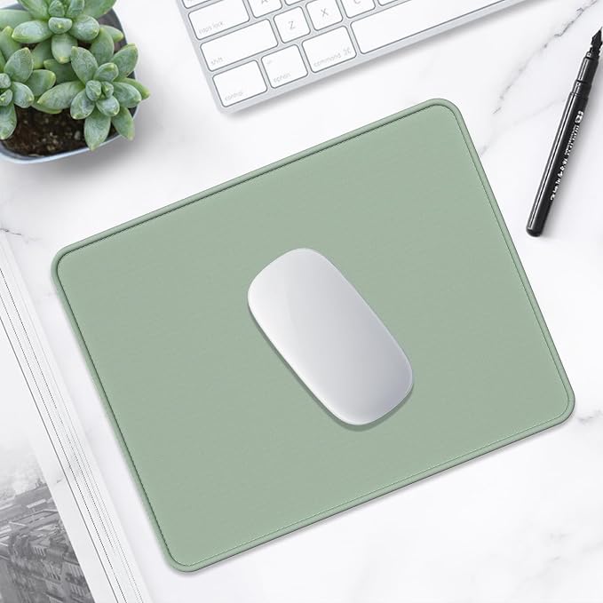 Hsurbtra Mouse Pad, Premium-Textured Square Mousepad 10.2 x 8.3 Inch, Stitched Edge Anti-Slip Waterproof Rubber Pretty Cute Computer Mat for Office Gaming Laptop Women Kids Bean Green