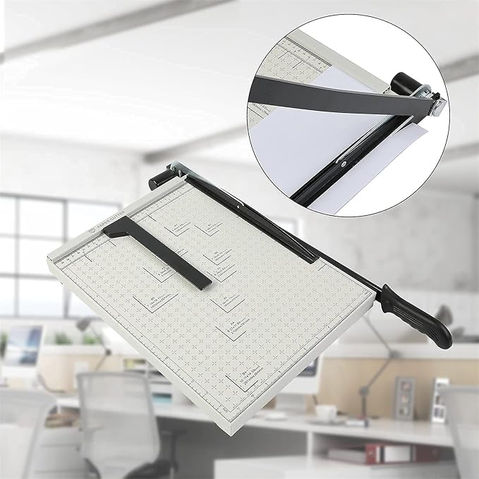 ZEQUAN 15 Inch B4 Guillotine Paper Cutter, Heavy Duty Stack Paper Trimmer with Metal Base, Guard Rail & Safety Lock, 10 Sheet Capacity for Office, Home, School