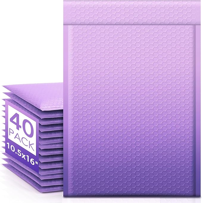 Fuxury 40 Pack Large Bubble Mailers 10.5x16" Gradient Purple Padded Envelopes Cute Design Mailing Envelopes Bubble Padded Cushioning Padded Mailers for Packaging, Small Business #5