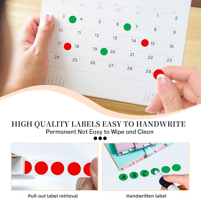 PARLAIM 1/2" Round Color-Code Dot Stickers,Adhesive 2000 Stickers Rolls dots Label Dispenser Box Green Circle Stickers Labels(Red+Green)