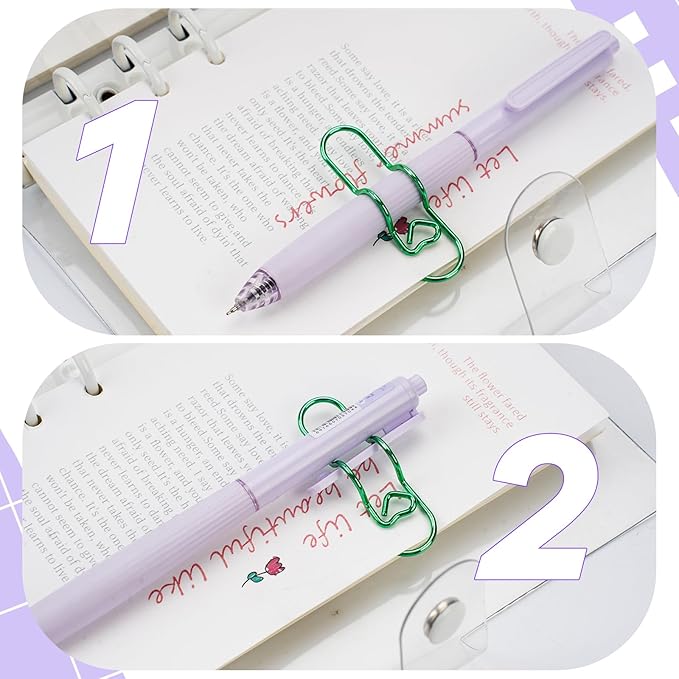 Paper Clip Pen Holder for Notebook, 8pcs Metal Pen Clip for Journal | Large Paperclips, Colorful Pen Clip Holder, Cute Stationery, Planner Accessories, Journaling Supplies for Office, School
