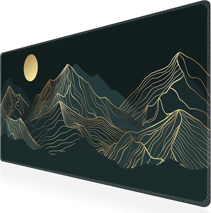 iCasso Large Mouse Pad, XXL Green Mousepad,A-Mountain Cyan Extended | Stitched Edges and Stable Rubber Base, Keyboard Mat Desk Pad for Work, Home
