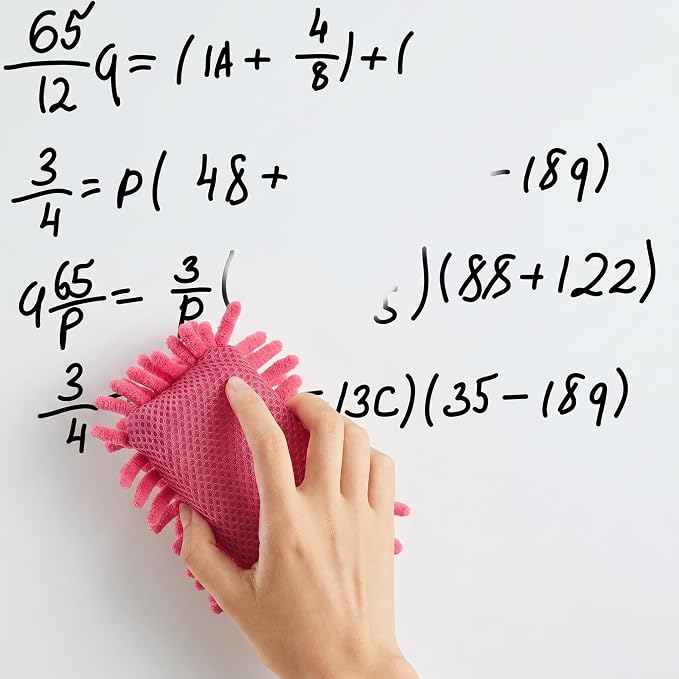 Zonon 4 Pcs 5" x 3" Dry Erase Eraser, Gray, Blue and Pink | Microfiber Shag Washable Whiteboard Erasers for Markers and Chalk, Reusable Board Cleaners, Classroom Office Home Use