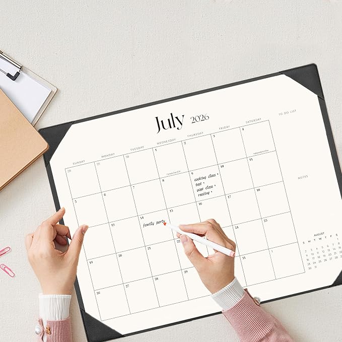 Desk Calendar 2026-2027 with Desk Mat – 22" x 17" Large Desk Pad Calendar Runs from July 2026 to December 2027, Office Supplies Desktop Monthly Calendar for Home & Office