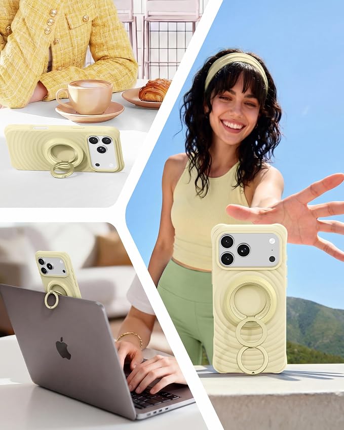 SYNCWIRE Magnetic Phone Ring Holder, for MagSafe Phone Grip Stand Kickstand | 360° Rotation, Double-Sided Magnet, Cell Phone Grip Finger Holder, for iPhone 17 16 15 14 13 12 Pro Max, MagSafe Accessories