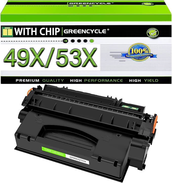 greencycle 49X 53X 1320 Compatible Toner Cartridge Replacement for HP 49X Q5949X 53X Q7553X use in 1320n 1320nw 3390 3392 M2727nf P2015dn P2015 P2014 P2010 Series Printer (Black, 1PK)
