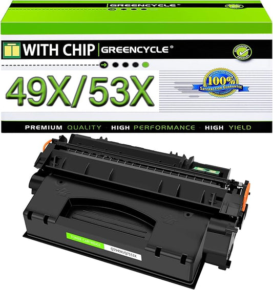 greencycle 49X 53X 1320 Compatible Toner Cartridge Replacement for HP 49X Q5949X 53X Q7553X use in 1320n 1320nw 3390 3392 M2727nf P2015dn P2015 P2014 P2010 Series Printer (Black, 1PK)