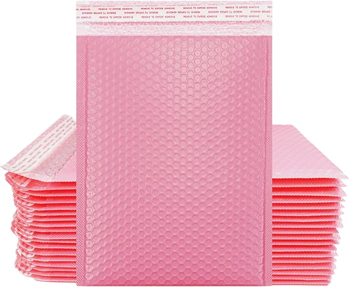 Bubble Mailers 4x6 Inch 50 Pack Small Padded Envelopes Poly Thicken Padded Self Seal Envelopes Bags (Pink)