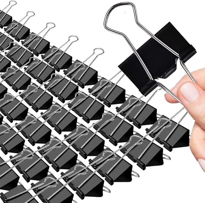 Extra Large Binder Clips, 48 Pack, 2 Inch, Standard 51mm, Black, Capacity 0.86 Inch, Metal Paper Clips, Fold Clamp, Office Clips, School & Home Use