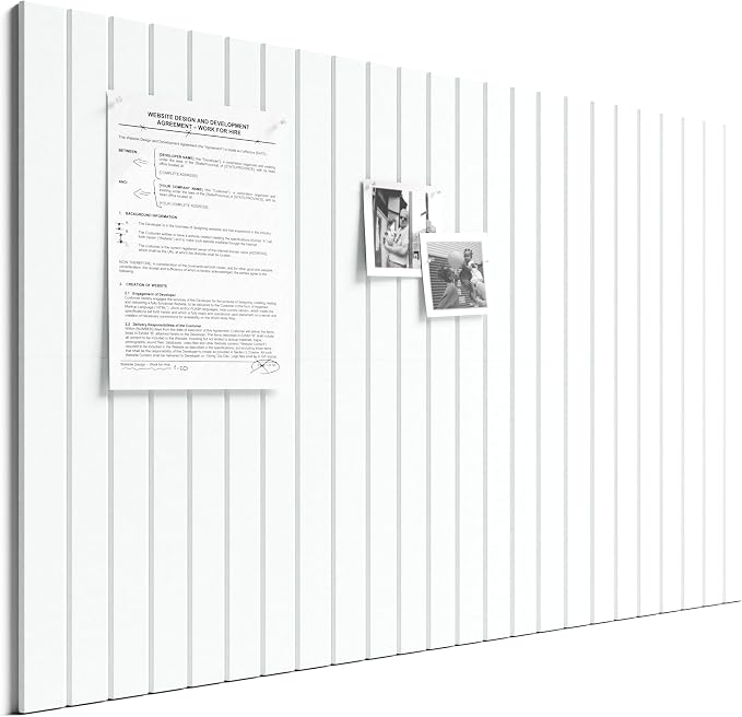 Bumusty 36"x 24" Large Felt Bulletin Board Tiles,Cold White | 6-Pack Cork Board Alternative, Wall Decor, 30 Pushpins, 30 Adhesive Tabs, Vision Board, Office, Classroom, Home, Dorm
