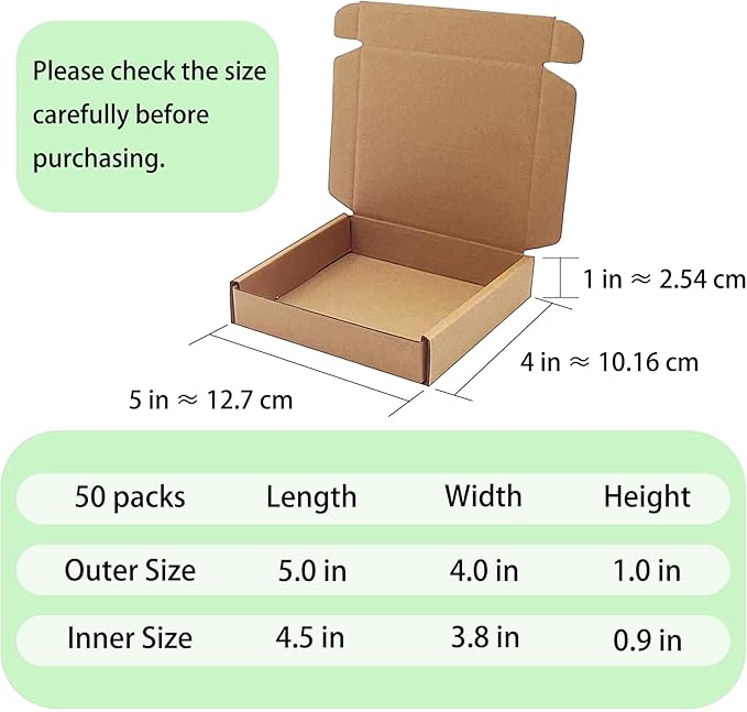 5x4x1 inch Small Shipping Boxes 50 Pack, Brown Kraft Corrugated Cardboard Mailer Boxes Bulk for Packaging Business Mailing Gift，Mini Mailer Boxes for Packaging Supplies