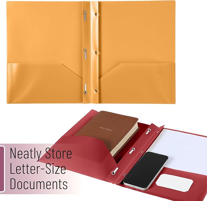 Mr. Pen- Translucent Plastic Folders with Pockets and Prongs, 5 Pack, Colorful, Letter Size, Flexible Plastic Folders with Prongs & Card Slot