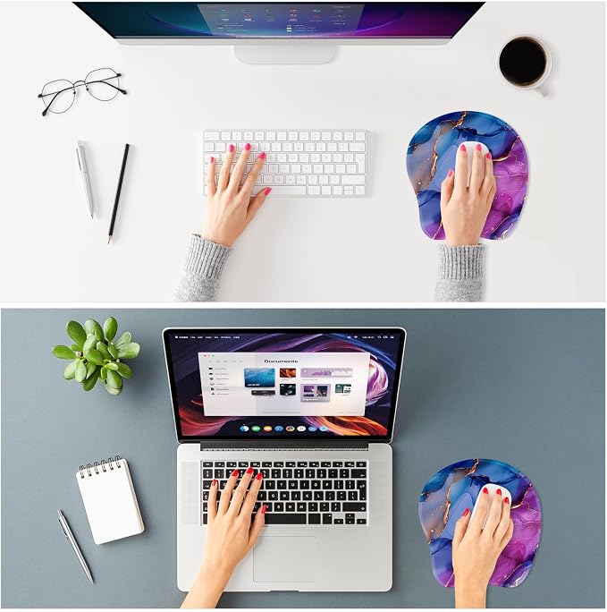 ITNRSIIET Mouse Pad Non-Slip Rubber Base Smooth Surface Stitched Edges Waterproof Durable Compatible with All Mice for Office & Gaming, Desk Accessory, 8.7x8.3x0.12 inch, LiquidGold
