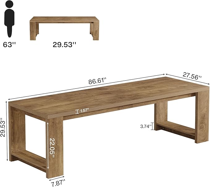 Tribesigns 2 Person Desk Set of 2, 86.6 Inches Extra Long Desk, Two People Computer Writing Table, Long Wood Office Desks Workstation for Home Office, Natural Wood