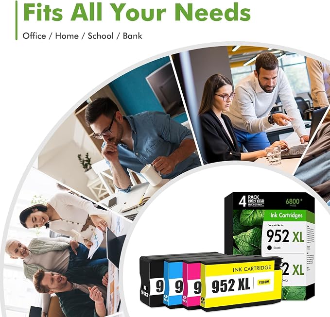 952 952XL Ink Cartridges Combo Pack for HP Printers OfficeJet 8710 4-Pack | Compatible for HP952 XL 952XL Black and 952 Color Combo Pack for HP OfficeJet Pro 8710 7740 8715 8720 8210 8703 8702 Printer