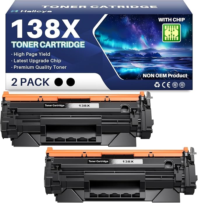 138X Black Toner Cartridge Compatible for HP W1380X 3001dw 3101fdw, 2 Pack | With Chip, Use with HP LaserJet Pro 3001dw 3001fdw MFP 3101fdw, High Yield 138X 138A Toner Ideal for Office & School Use