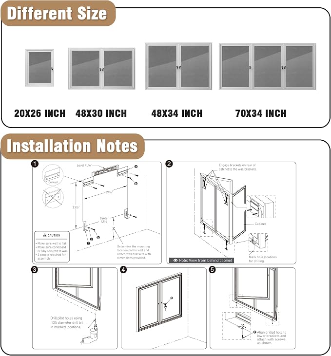 Mifuro 48"x30" Enclosed Bulletin Board, Outdoor Lockable Weather-Resistant Aluminum Cork Noticeboard for School & Office, Silver Frame w/Grey Flet