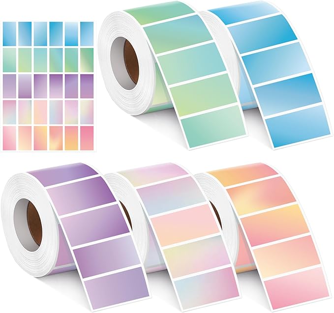 2500 Pcs Thermal Sticker Labels 1. 25 x 2. 25 Inch Rectangle Direct Thermal Labels Self Adhesive Multipurpose Printer Stickers for DIY Logo Design, Qr Code, Name Tag