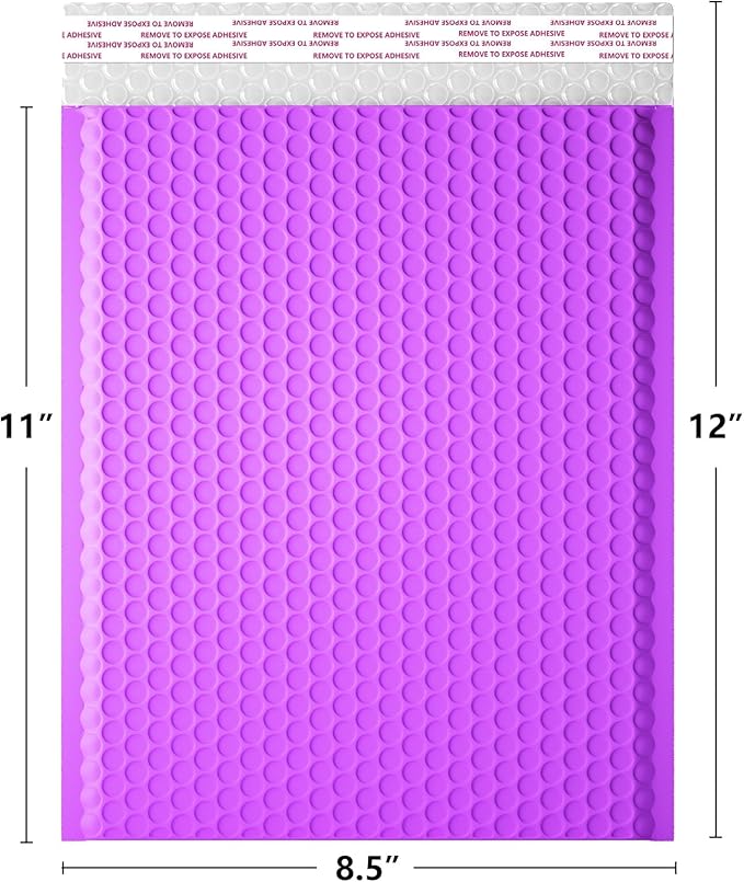 8.5 x 11 Inch Bubble Mailer 40 Pack, Waterproof Padded Envelopes with Strong Self-Seal Adhesive, Cushioning Shipping Bags with Bright Color for Small Business - Purple
