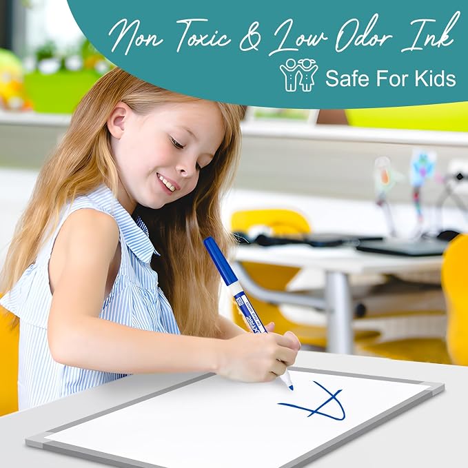 EXTRIC Dry Erase Markers Fine Tip, 12 Count Thin Whiteboard Markers, 4 Assorted Colors Fine Point Dry Erase Marker for Kids, Skinny Marker for Whiteboard