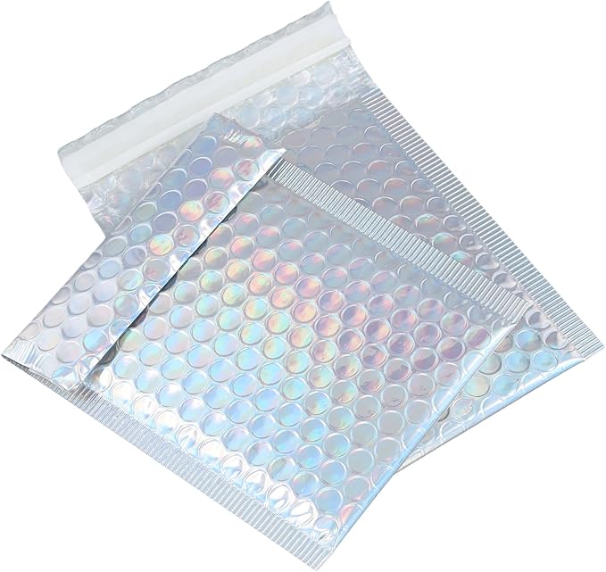 100 PCS 5 x 6 Inch Metallic Bubble Mailers, Silver Padded Mailing Envelopes, Practical Self Seal Aluminum Film Shipping Envelopes for Packing, Mailing