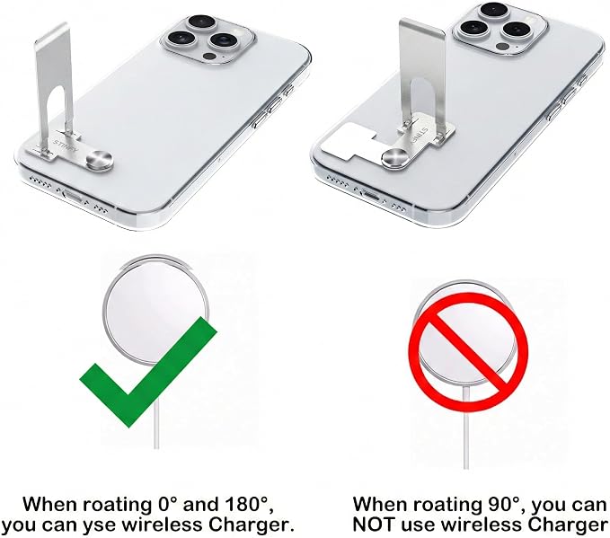 Phone Slim Stand Ultra Thin Kickstand, Unnoticeable Universal Vertical Horizontal Steel Metal Stable Mount Attachable Pocket Friendly Phone Holder for iPhone Samsung Phone Case (Sliver 1-Pack)