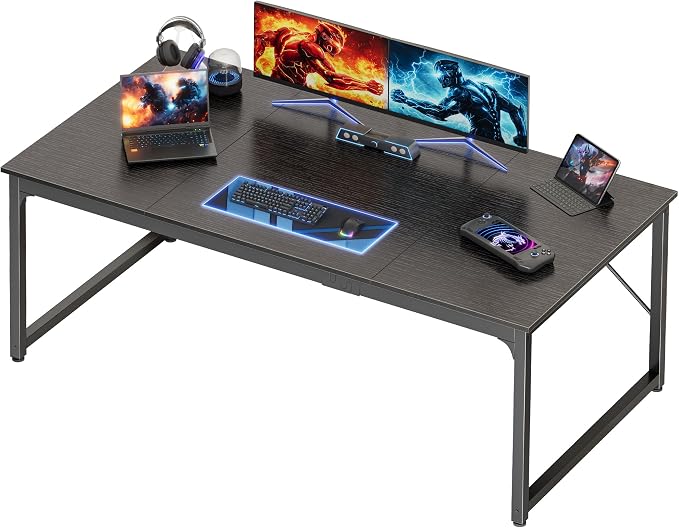 63 X 29.5 Inch Computer Desk with Deeper Desktop, Gaming Office Writing Work Desk for Home Office, Study, Bedroom, Work from Home, Metal Frame, Black