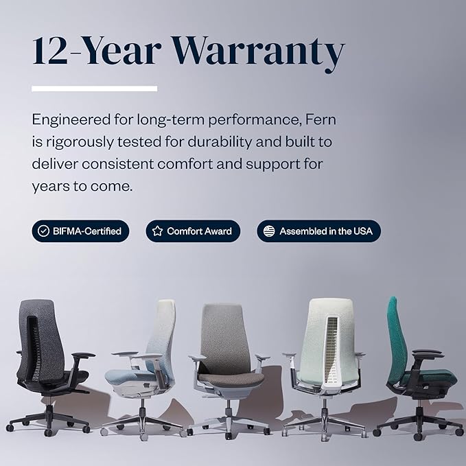 Haworth Fern Executive Office Chair with Lumbar Support, Adjustable Desk Computer Chair with Digital Knit Finish and Adjustable Headrest for Home Office Furniture, Ember