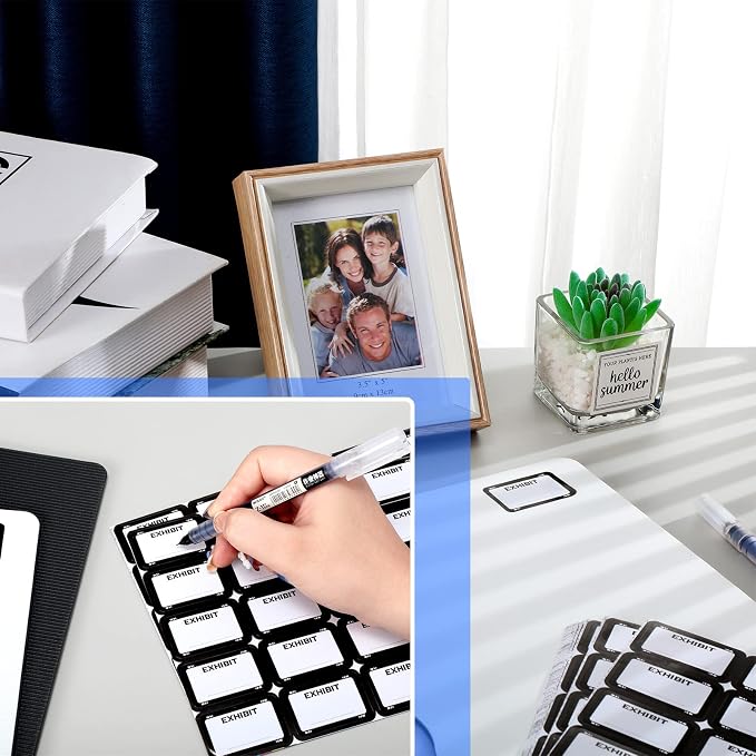 500 Pcs Exhibit Stickers Legal Exhibit Labels 1.65x1 Inches,White | Self adhesive Exhibit Stickers Blank File Folder Tabs for Courts Office Legal Document Folder, Blank Writeable Report Divider