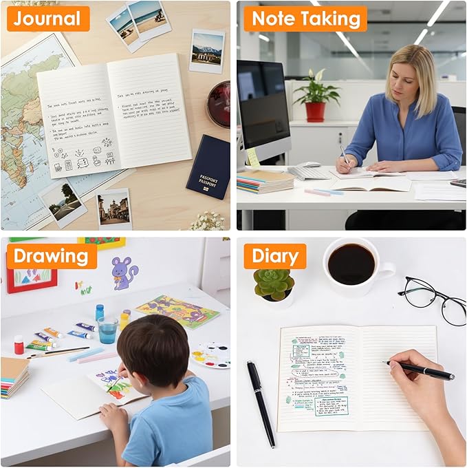LABUK 10pcs A5 Composition Notebook Journals Bulk, Kraft Lined Notebooks, 10 Colors 60 Pages for Journaling, Writing, School, Office, Kids Gift