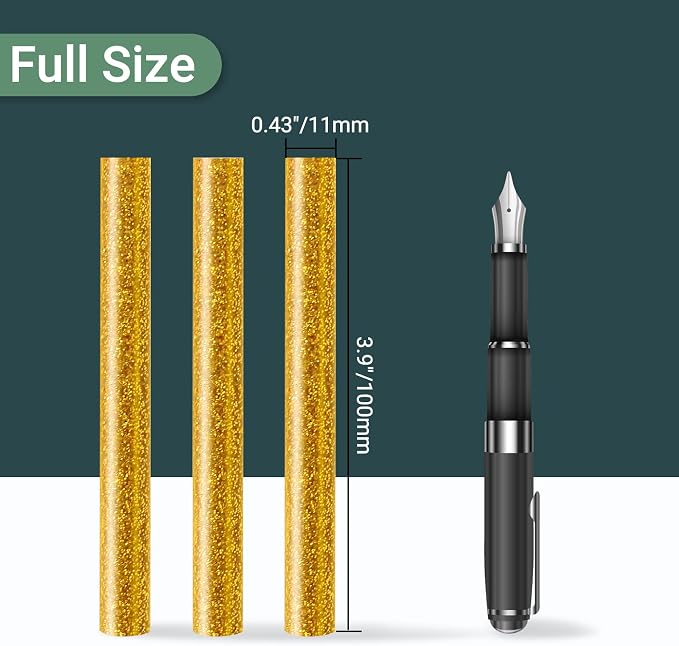 Glitter Gold Hot Glue Sticks, Manarty 48 PCS Full Size Hot Melt Glue Sticks Colored, High and Low Temp Adhesive Gluing Sticks for Craft, Art, DIY, Decoration, Sealing Wax Stamp, 0.43" Dia x 4" Long