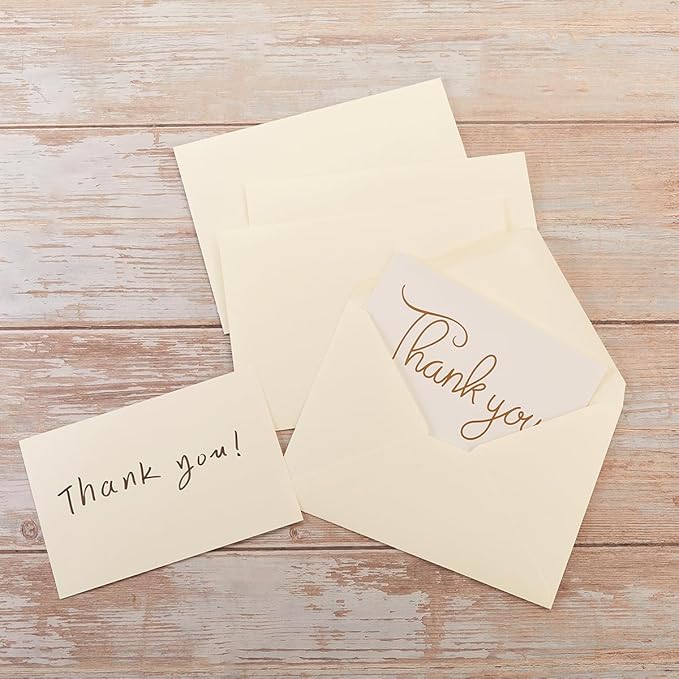 100 Pieces A7 Envelopes Colorful 5x7 Envelopes for Greeting Cards, Birthday, Weddings, Baby Shower Invitation Cards (Cream Color, 5.24 x 7.24 Inches)