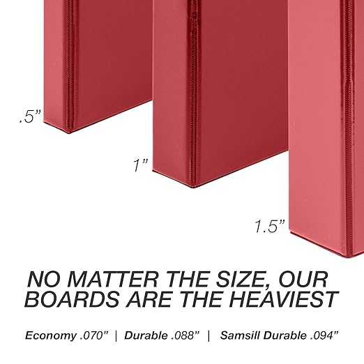Samsill Durable 0.5 Inch Binder, D Ring Binder, 100% Recycled Chipboard, Red, 4 Pack