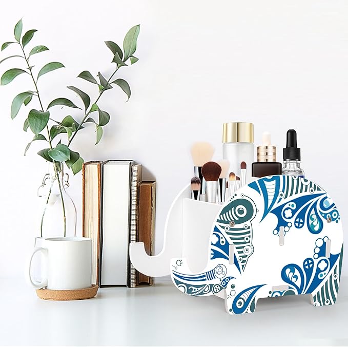 MOKANI Pen Pencil Holder for Desk Cute Elephant Gifts Desk Organizer Marker Makeup Brush Holders Workspace Organizers Office Decor Accessories with Phone Stand Christmas Gifts For Women Men Adults