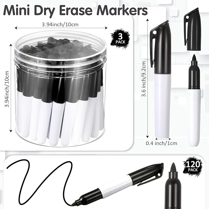 Ctosree 120 Pcs Mini Dry Erase Markers for Nurses Badge Erasable Whiteboard Markers with Cap ClipsLow Odor Dry Erase Pens for Office Supplies